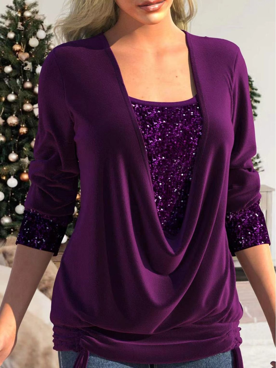 Anne | Women's Sequin Top | Glitter